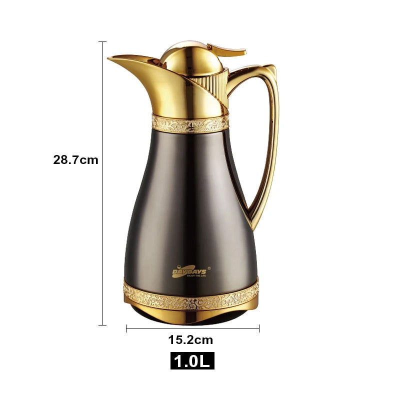 Termoskannor - Arabiska Design - 1 liter - Set om 2 Vit & Guld