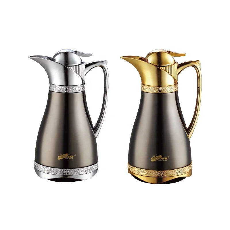 Termoskannor - Arabiska Design - 1 liter - Set om 2 Vit & Guld