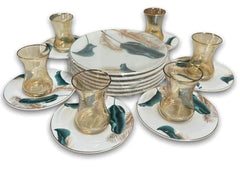 Set med 6 tekoppar, fat och tallrikar - Blue diamond AB